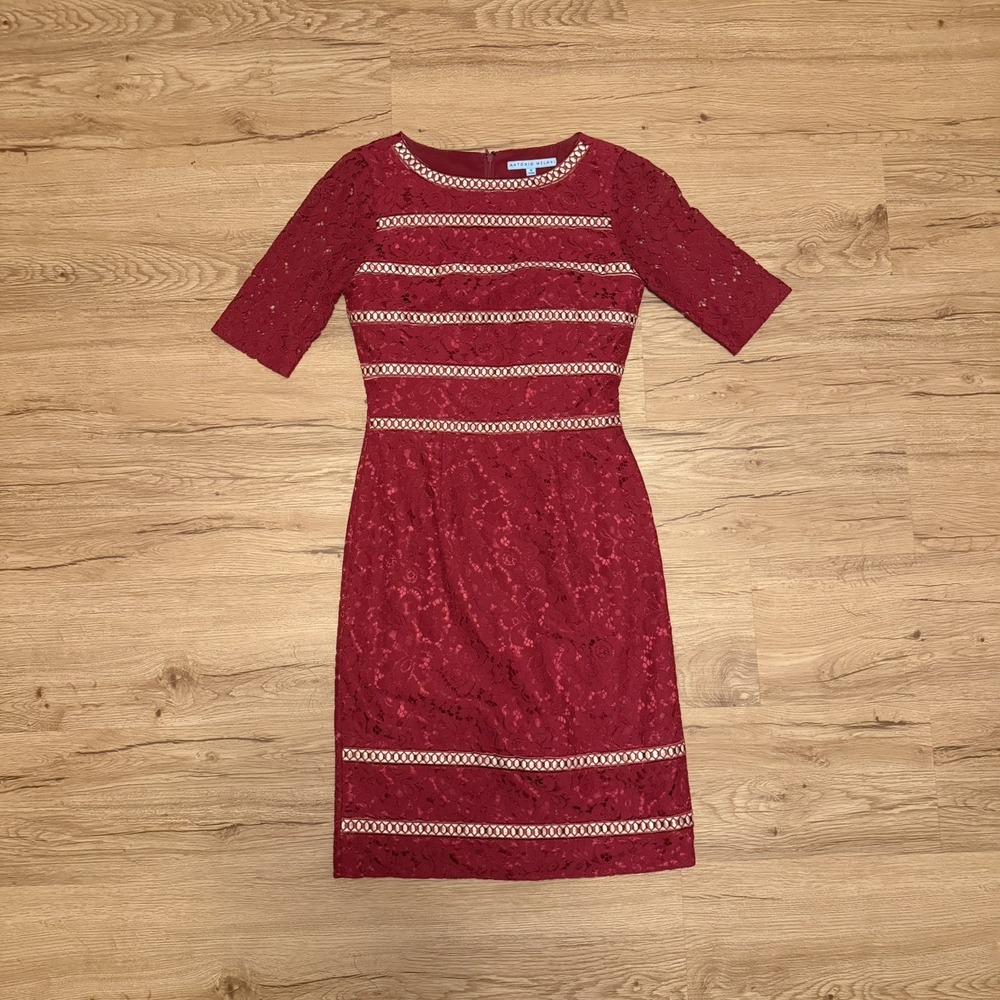 Antonio‎ Melani Ella Lace Overlay Dress Sz 0 Ruby Red Lined